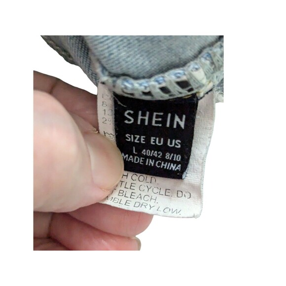 SHEIN Womens Jeans Large Maternity Blue Denim Distressed Stretch Lightweight - Picture 5 of 8
